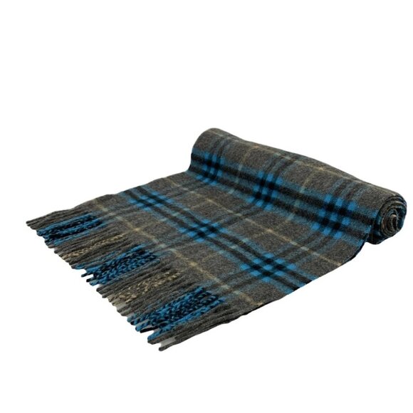 Auth Burberry - Dark Gray Blue Multi Cashmere Scarf